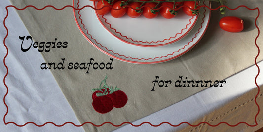 Veggies and seafood for dinnner