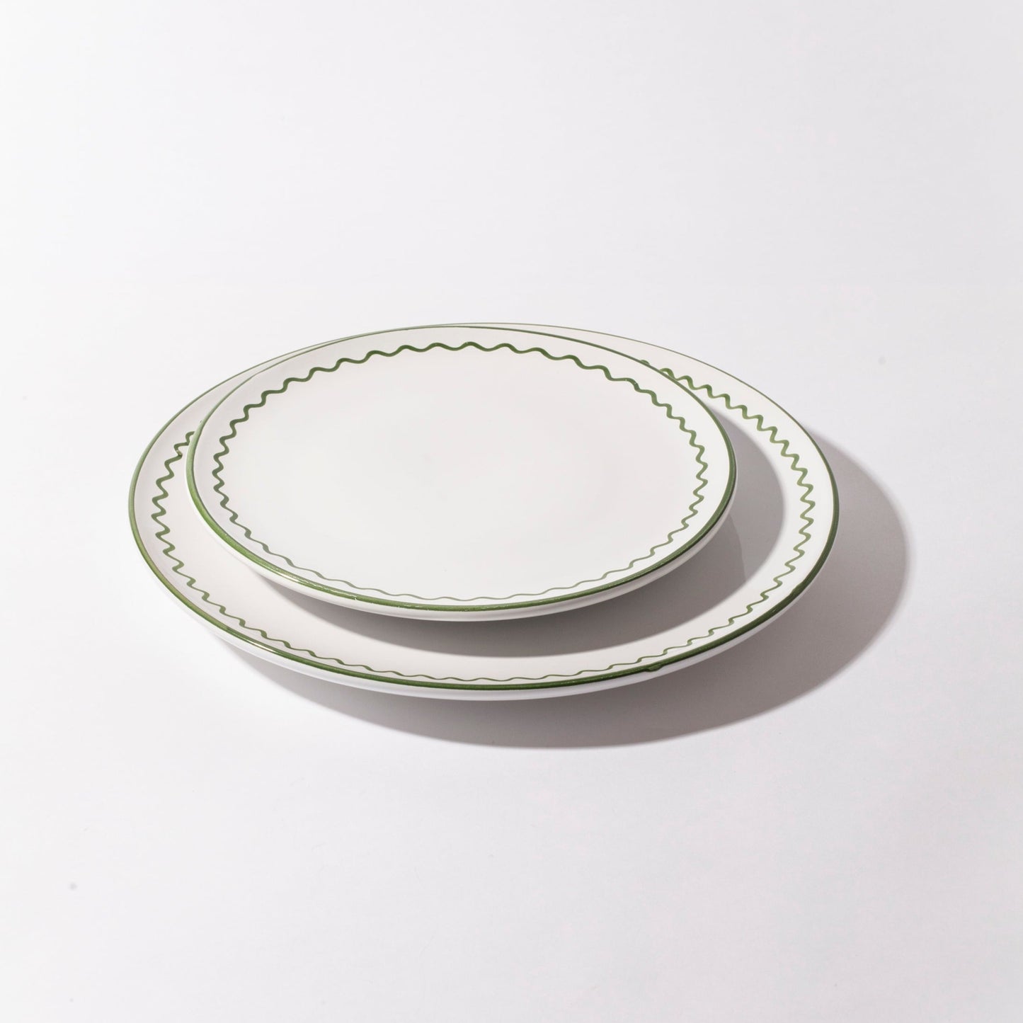 LUNCH PLATE - OLIVE GREEN ZIGZAG - Jore Copenhagen