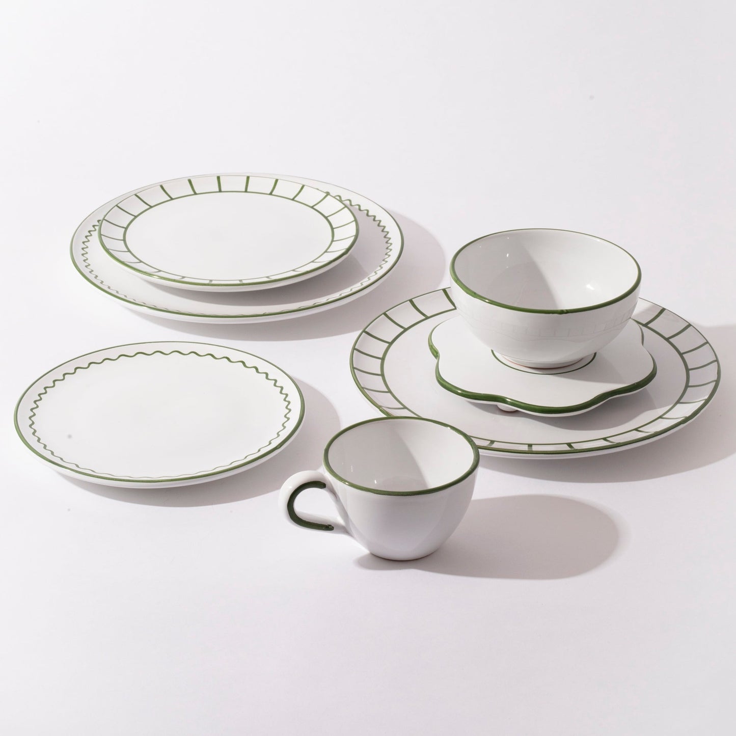 LUNCH PLATE - OLIVE GREEN ZIGZAG - Jore Copenhagen